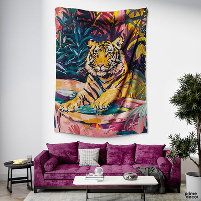 Abstract Bengali Tiger In The Forest | Animal Tapestry - Prime Décor