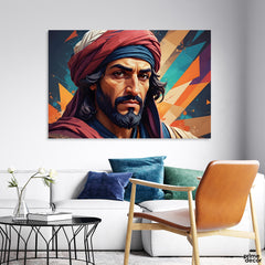 Abstract Artwork Of A Man In Cultural Turban (Single Panel) Nature Wall Art