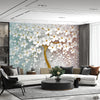 3D Style White Flowers with Slight Gradient Colors | Floral Wallpaper Mural