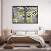 Yellow Tag Zebra Lines (2 Panel) Abstract Wall Art