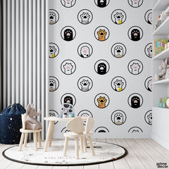 Cute Cat Paws Pattern | Nursery Wallpaper Mural - Prime Décor