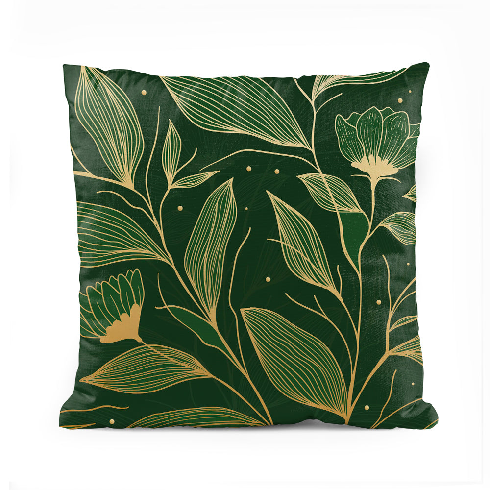 Golden Linear Tropical Leaves | Floral Cushion #111 - Prime Décor