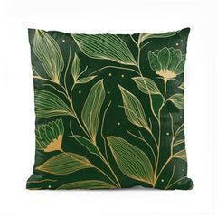 Golden Linear Tropical Leaves | Floral Cushion #111 - Prime Décor