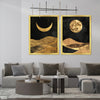 Foil Moon & Sand Dunes With Dusty Black Background (2 Panel) Digital Wall Art