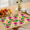 Pink Flamingos With Pineapples & Hibiscus Flowers | Table Runner and Placemat Set
