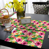 Pink Flamingos With Pineapples & Hibiscus Flowers | Table Runner and Placemat Set