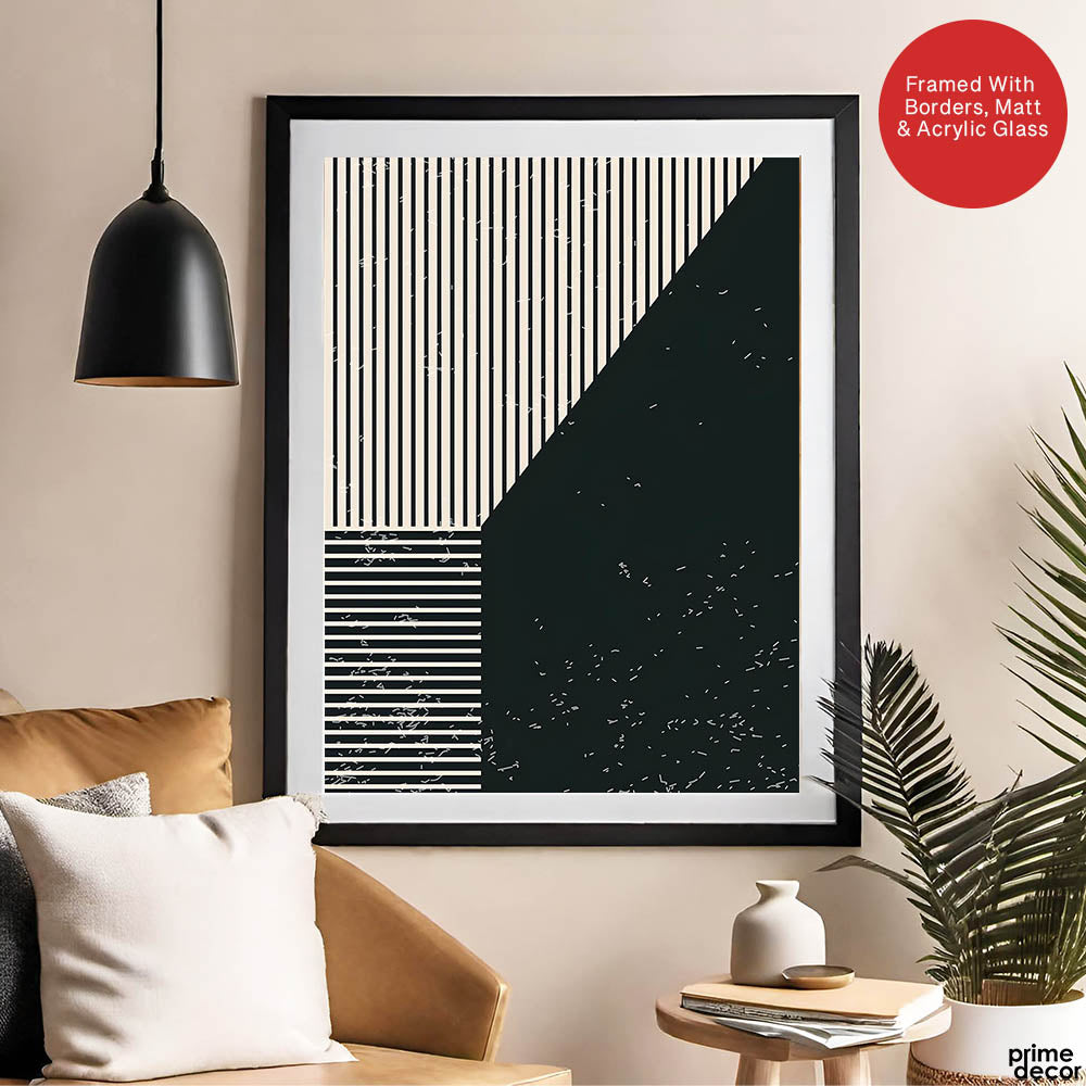 Beautiful Black Linear Design Over Black Background | Abstract Office Artwork #00112 - Prime Décor