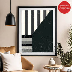 Beautiful Black Linear Design Over Black Background | Abstract Office Artwork #00112 - Prime Décor