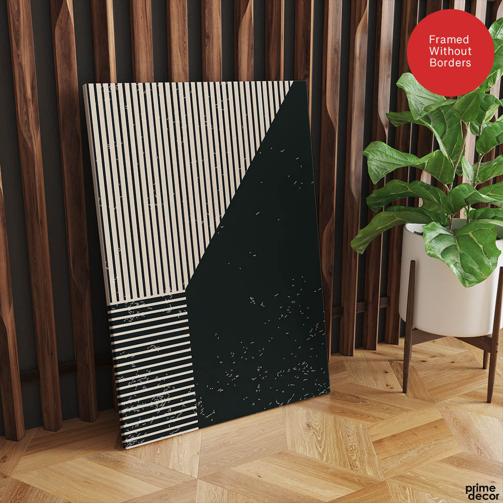 Beautiful Black Linear Design Over Black Background | Abstract Office Artwork #00112 - Prime Décor