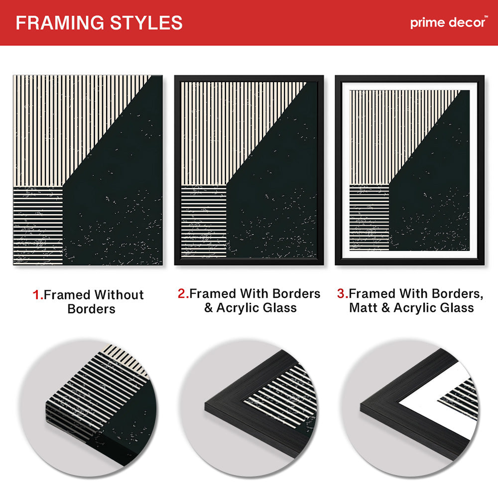 Beautiful Black Linear Design Over Black Background | Abstract Office Artwork #00112 - Prime Décor