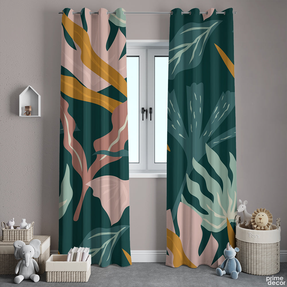 Colorful Tropical Leaves Pattern | Nordic Curtains #112 - Prime Décor