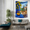 Lemon Orchard Blue Van Gogh Art Style | Floral Tapestry