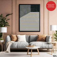 Beautiful Black Linear Design Over Black Background | Abstract Office Artwork #00113 - Prime Décor