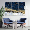 Grey Gold & Navy Marble Texture (3 Panel) Abstract Wall Art