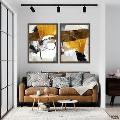 Artistic Chaos Shades of Brown & Gold (2 Panel) Abstract Wall Art