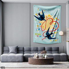 Return To Joy With Two Sparrows | Digital Painting Tapestry - Prime Décor