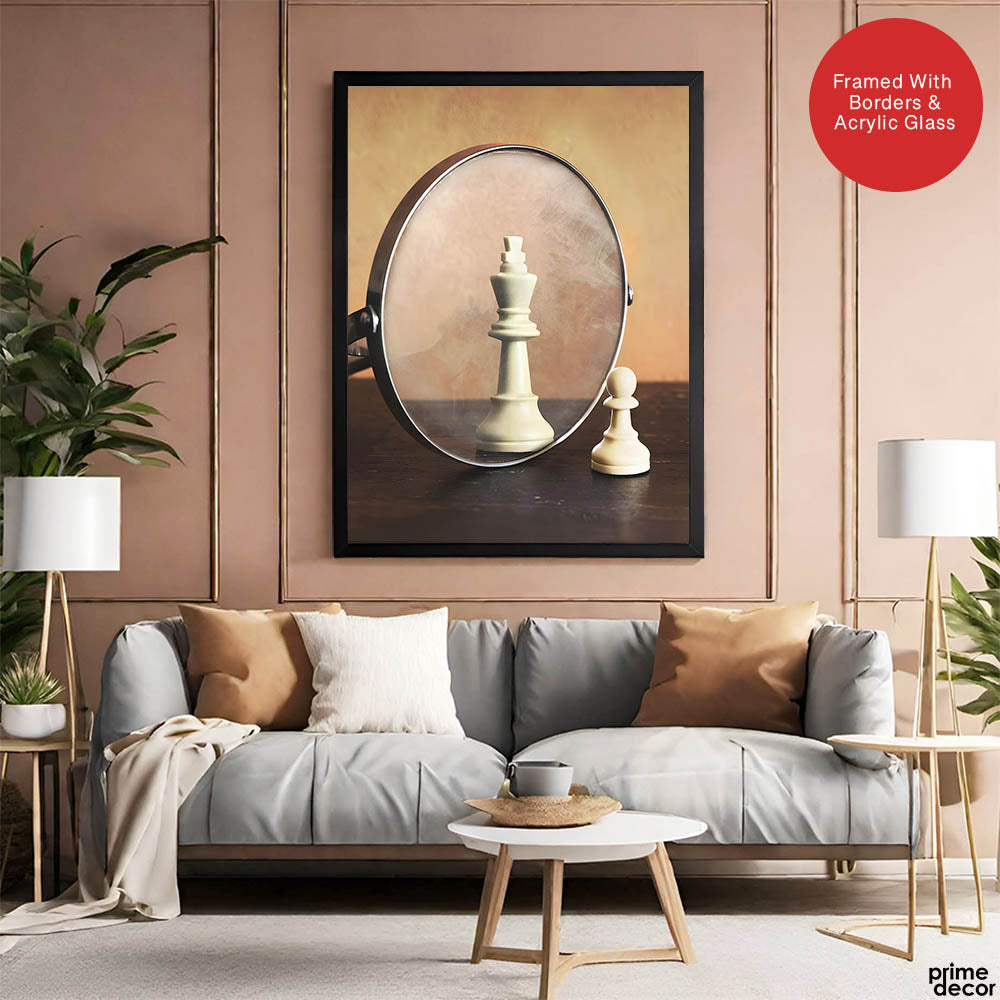 A Chess Piece In Front Of A Mirror | Abstract Motivation Artwork #00116 - Prime Décor