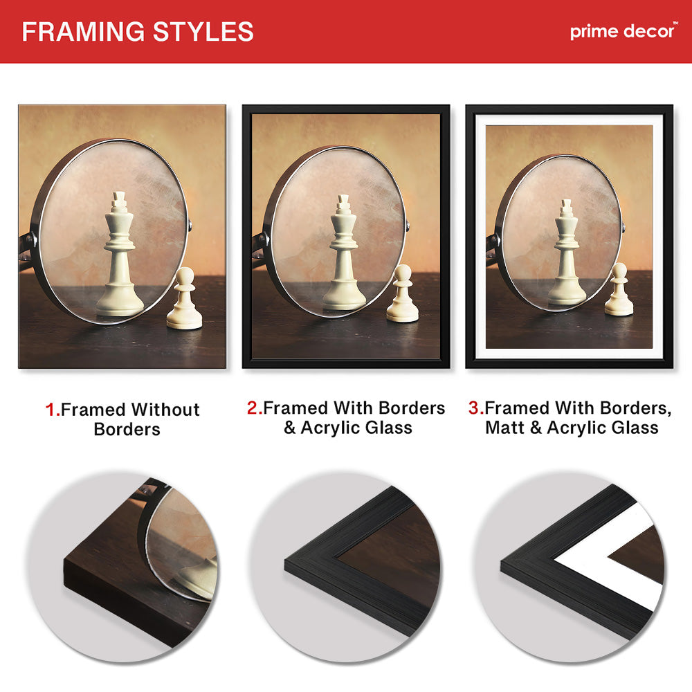 A Chess Piece In Front Of A Mirror | Abstract Motivation Artwork #00116 - Prime Décor