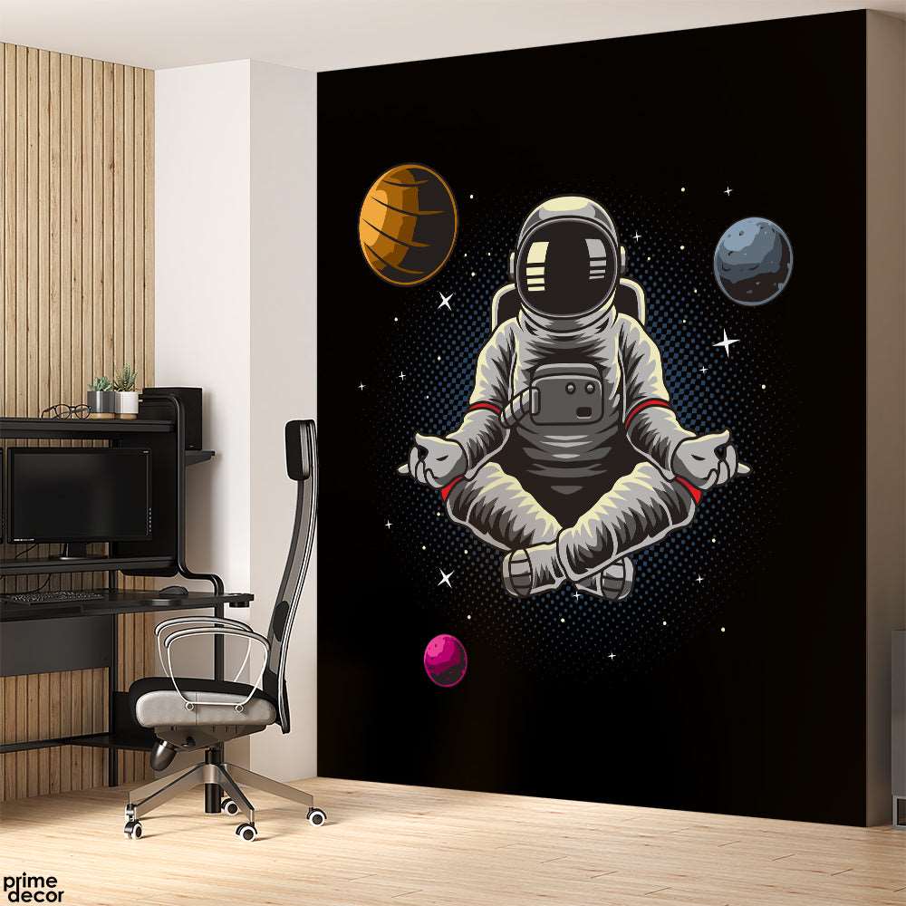 Astronaut Meditating In The Space | Office Wallpaper Mural - Prime Décor