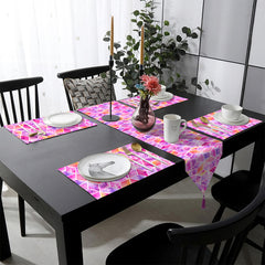 Neon Pink & Violet Hexagonal Geometric Pattern | Table Runner and Placemat Set