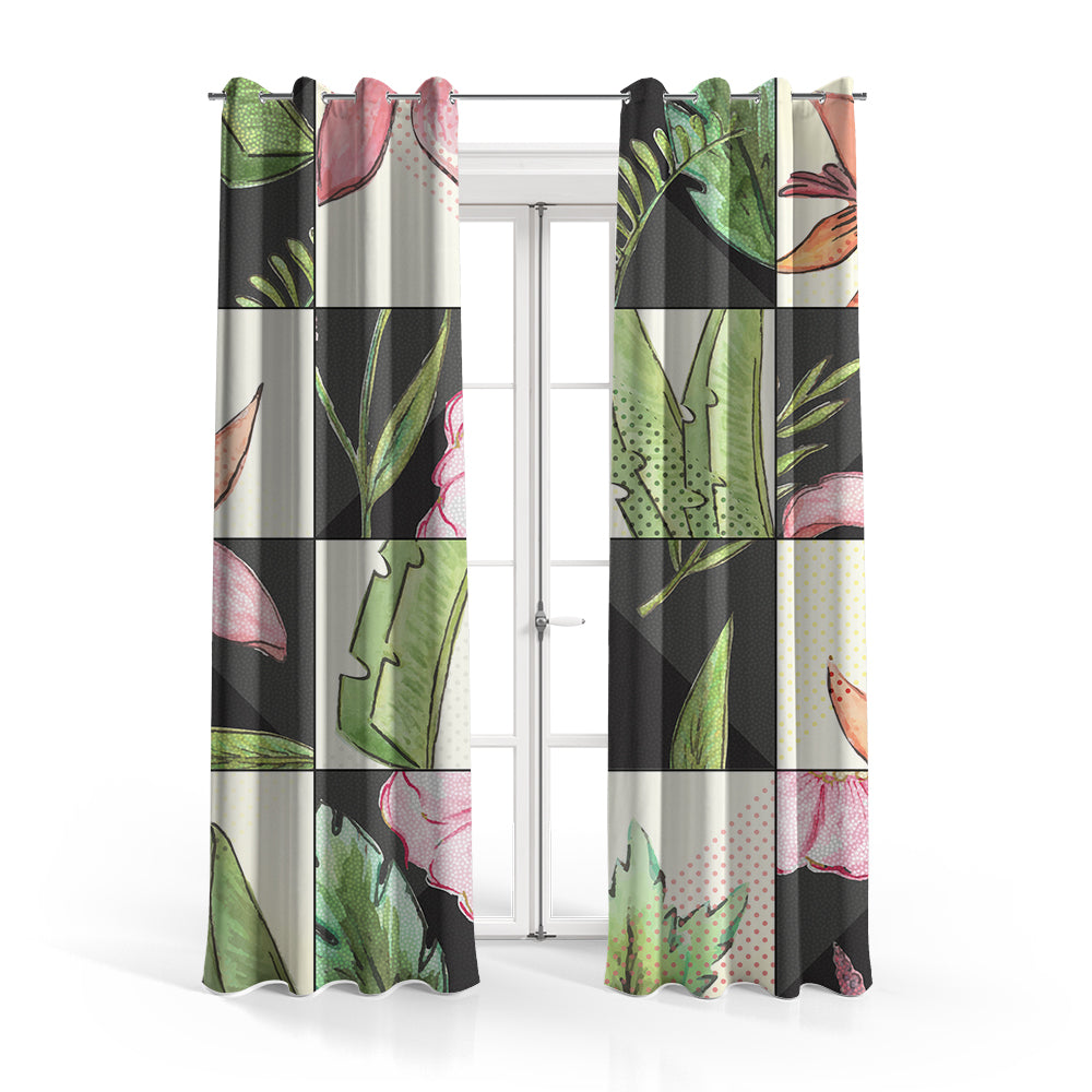 Hand Painted Tropical Square Pattern | Nordic Curtains #119 - Prime Décor