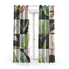 Hand Painted Tropical Square Pattern | Nordic Curtains #119 - Prime Décor