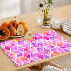 Neon Pink & Violet Hexagonal Geometric Pattern | Table Runner and Placemat Set