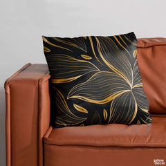 Black & Gold Foil | Floral Cushion #011 - Prime Décor