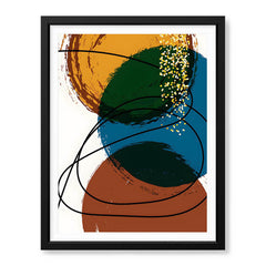 Blue Gold & Brown Abstract With Black Line | Abstract Office Artwork #0011 - Prime Décor