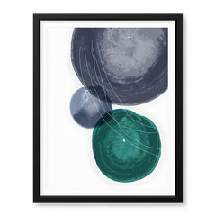 Dark Blue & Green Abstract Design Over White Background | Abstract Office Artwork #00120 - Prime Décor