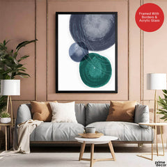 Dark Blue & Green Abstract Design Over White Background | Abstract Office Artwork #00120 - Prime Décor