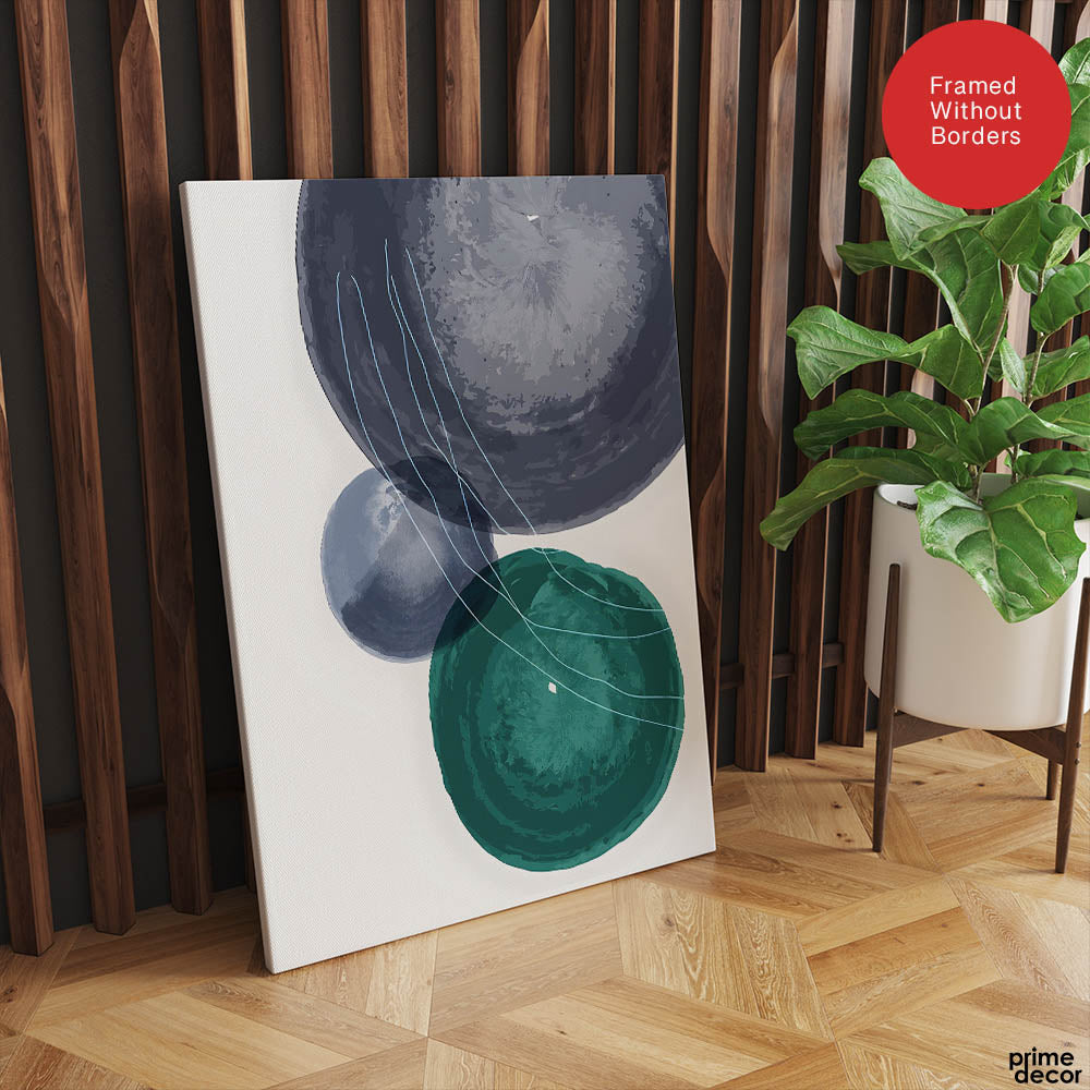 Dark Blue & Green Abstract Design Over White Background | Abstract Office Artwork #00120 - Prime Décor