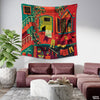 Traditional Indian House With Cat Sitting At Window | Digital Painting Tapestry On Sale