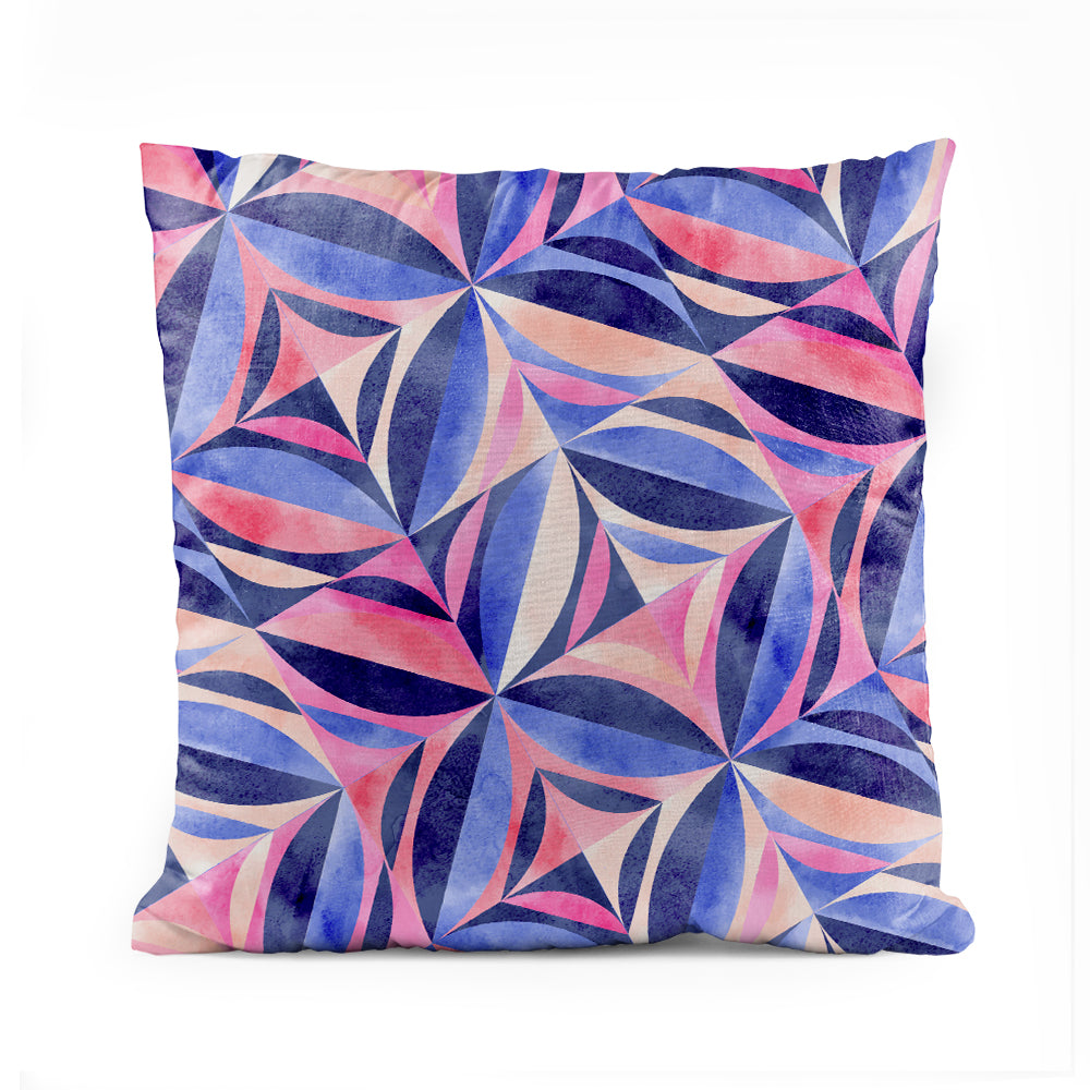 Faded Neon Blue & Purple Geometric | Abstract Cushion #121 - Prime Décor