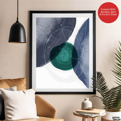 Dark Blue & Green Abstract Design Over White Background | Abstract Office Artwork #00121 - Prime Décor