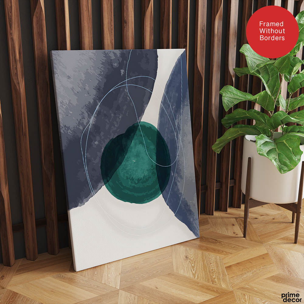 Dark Blue & Green Abstract Design Over White Background | Abstract Office Artwork #00121 - Prime Décor