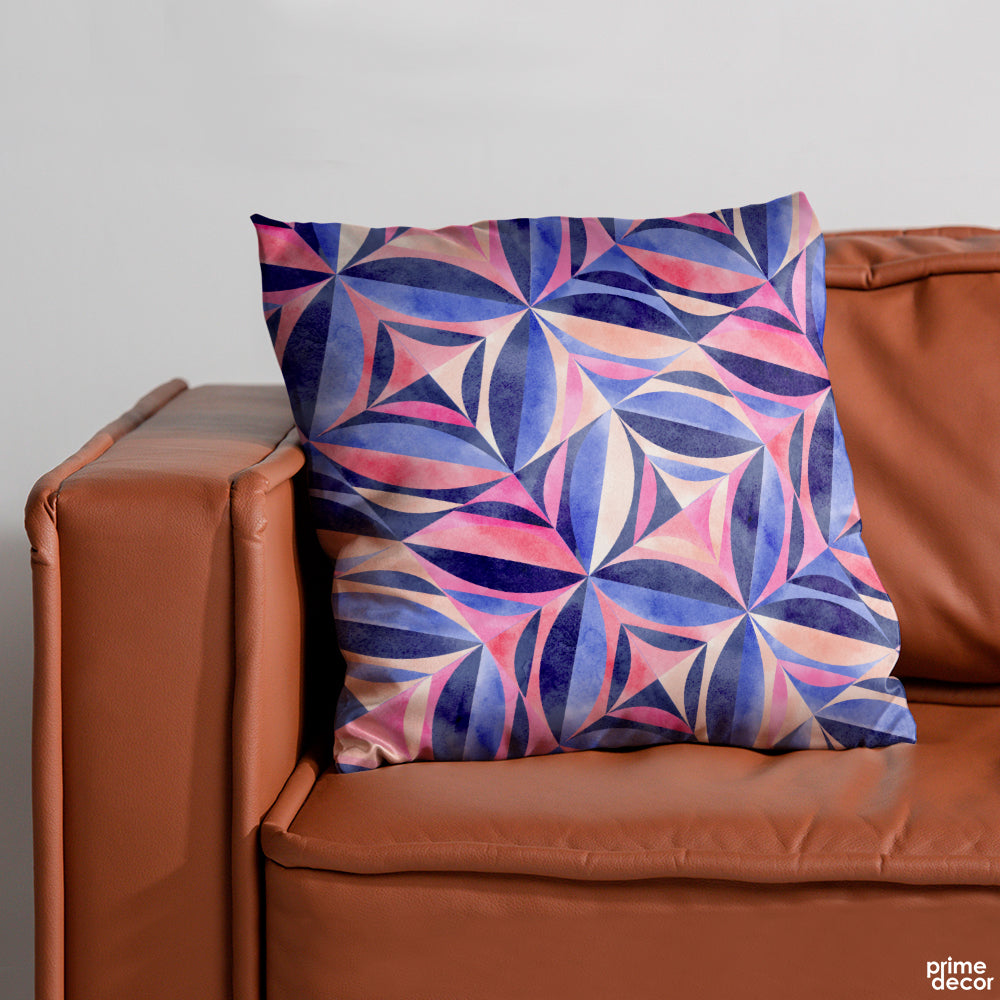 Faded Neon Blue & Purple Geometric | Abstract Cushion #121 - Prime Décor
