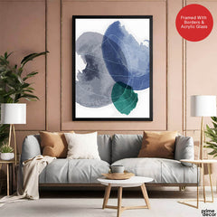 Black Blue & Green Abstract Design Over White Background | Abstract Office Artwork #00122 - Prime Décor