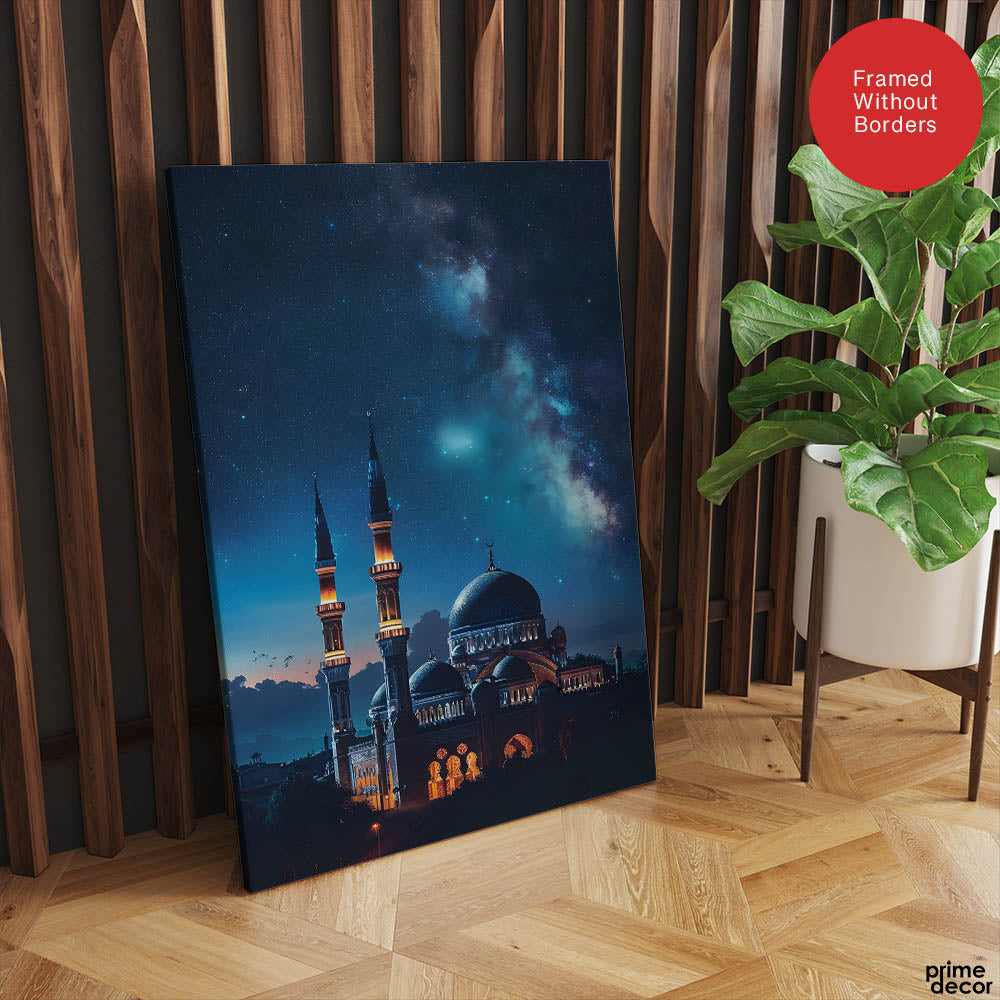Beautiful Mosque In A Starry Night View | Abstract Islamic Artwork #00123 - Prime Décor