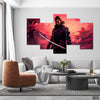 Samurai With Sword In Bloody Carmine Background (5 Panel) Movies Wall Art