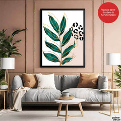 Beautiful Tropical Leave Over White & Black Background | Abstract Floral Artwork #00125 - Prime Décor