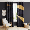 Black, Golden & Navy Geometric | Abstract Curtains #125 On Sale