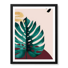 Beautiful Tropical Leave Over Beige Background | Abstract Floral Artwork #00127 - Prime Décor