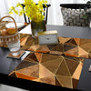 Tan & Cocoa Brown Abstract Geometric Triangular Shapes | Table Runner and Placemat Set