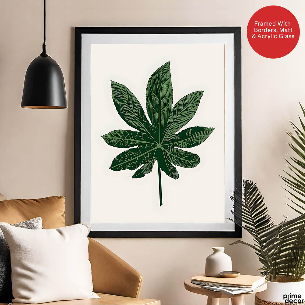 Beautiful Tropical Leave Over Beige Background | Abstract Floral Artwork #00128 - Prime Décor