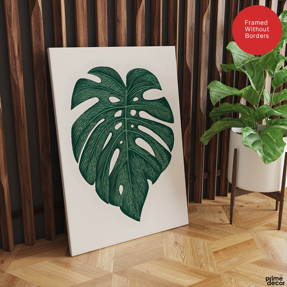 Beautiful Tropical Leave Over Beige Background | Abstract Floral Artwork #00129 - Prime Décor