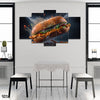 Sizzling Hot Burger (5 Panel) Food Wall Art On Sale