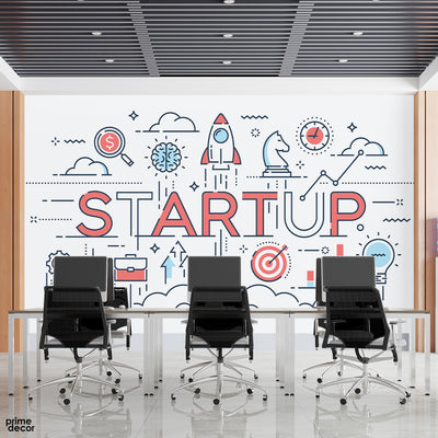 Startup Mix Typography With Icons| Office Wallpaper Mural