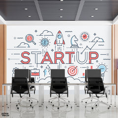 Startup Mix Typography With Icons  | Office Wallpaper Mural