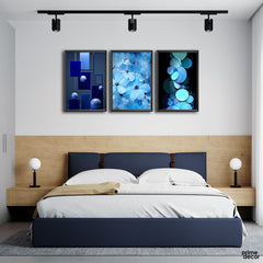 Sapphire Themed Flowers & Boxes (3 Panel) Nordic Wall Art - Prime Décor